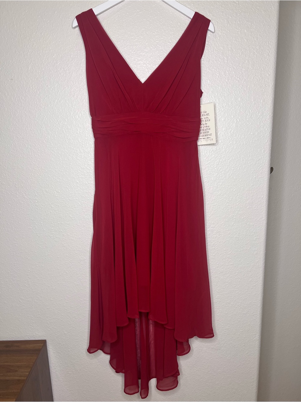 Boston Proper Flowy Hi Lo Dress Long Stem Roses Red size 8